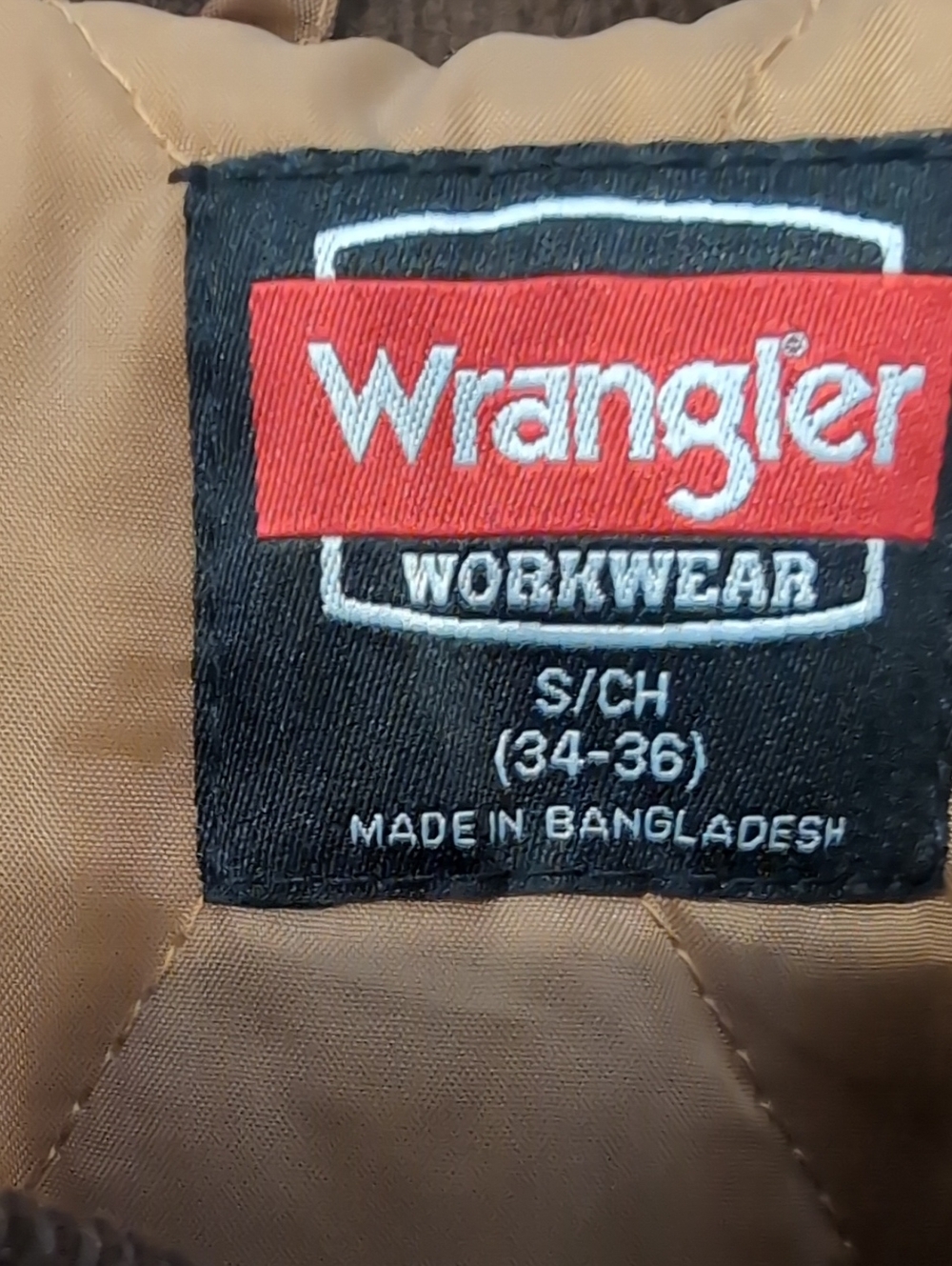 Wrangler Workwear tan jacket with dark brown corduroy collar Size Small 34-36 - Picture 2 of 7